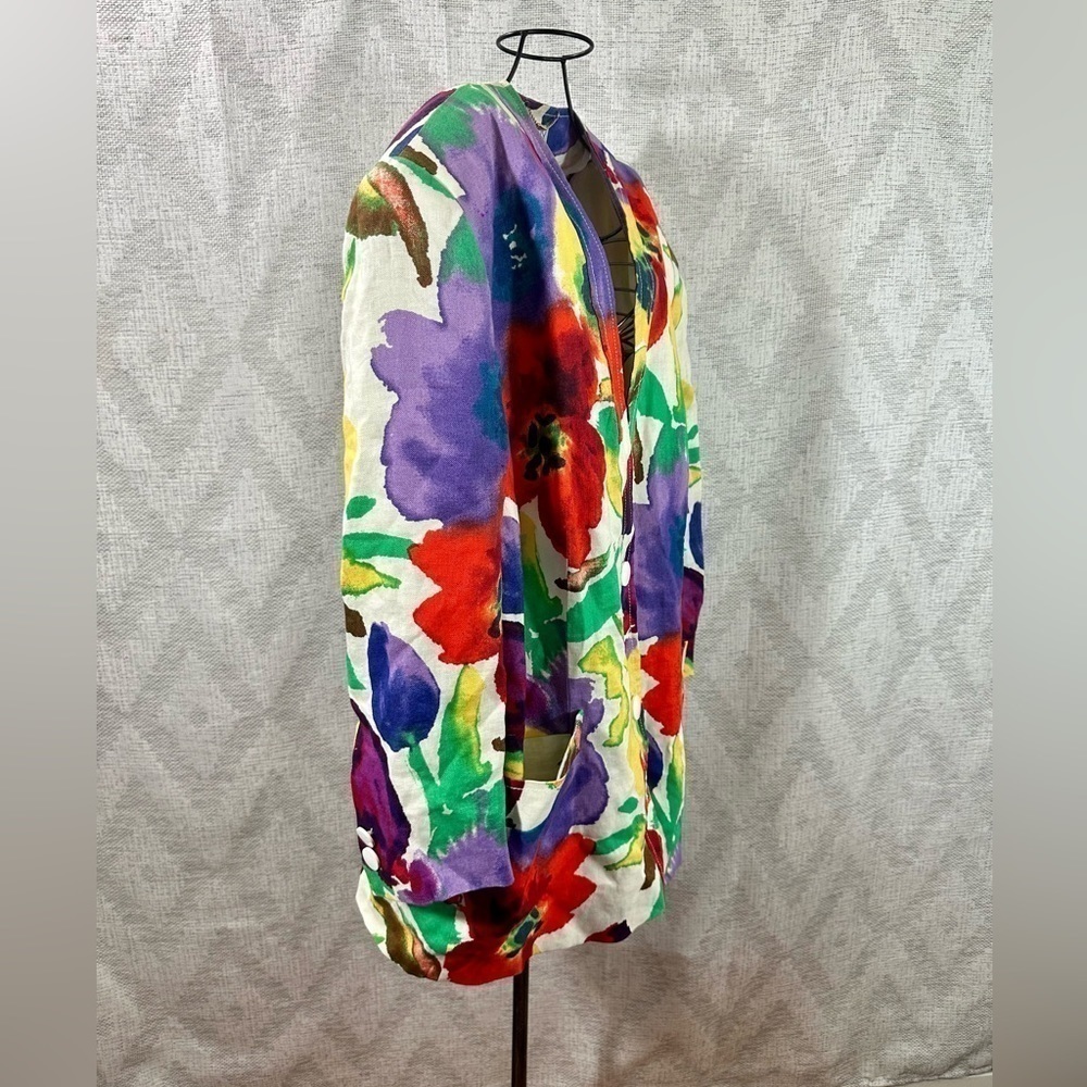 Vintage Givenchy en plus floral watercolor linen blazer - Picture 7 of 10